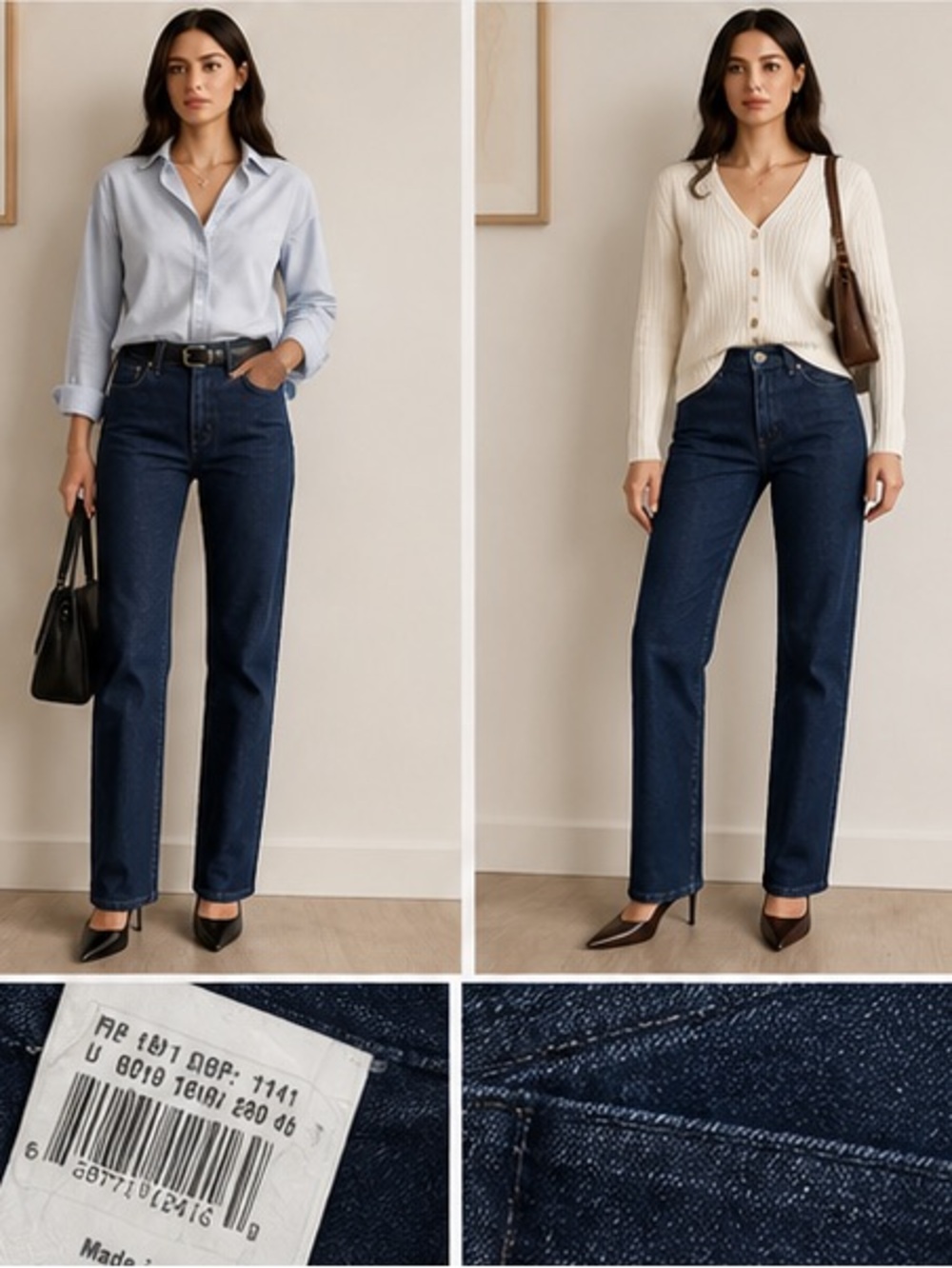 Alberta Ferretti Denim Jeans Made in Italy  Dark Wash Straight Leg Sz 4 NWOT